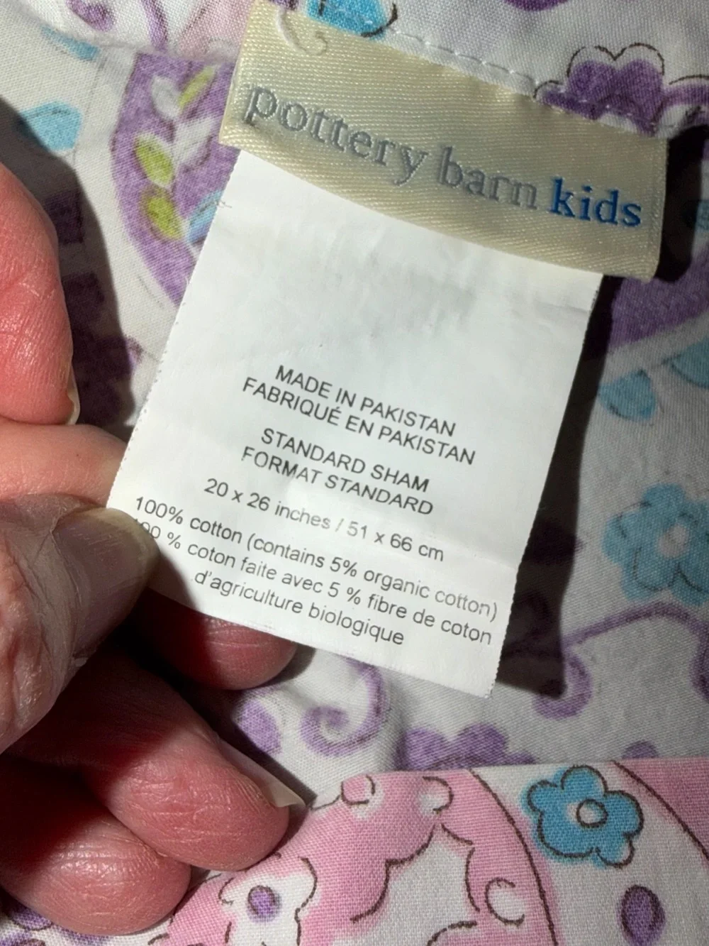 Pottery Barn Kids Twin Duvet Cover & Standard Sham Purple Paisley Cotton Bedding